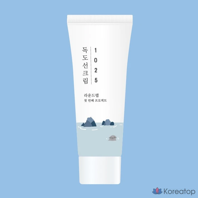 Дорожный набор Round Lab 1025 Dokdo: тоник + лосьон + солнцезащитный крем + очищающее средство + косметичка, 1 комплект.