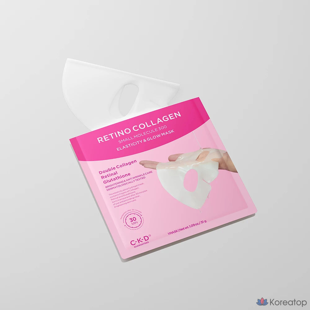 Маска для лица CKD Chong Kun Dang Health Retino Collagen Low Molecular 300 для повышения эластичности и сияния кожи, 10 шт. (4 упаковки), фото 3