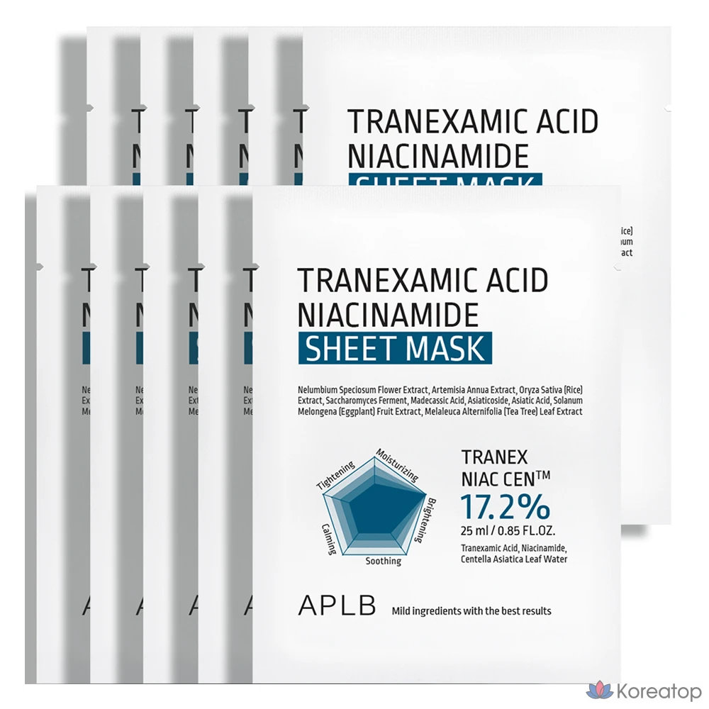 Тканевые маски APLB с транексамовой кислотой и ниацинамидом, 1 шт., 10 штук.