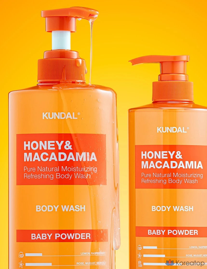 Гель для душа Kundal с медом и макадамией, аромат детской присыпки, 500 мл, 1 шт., фото 6
