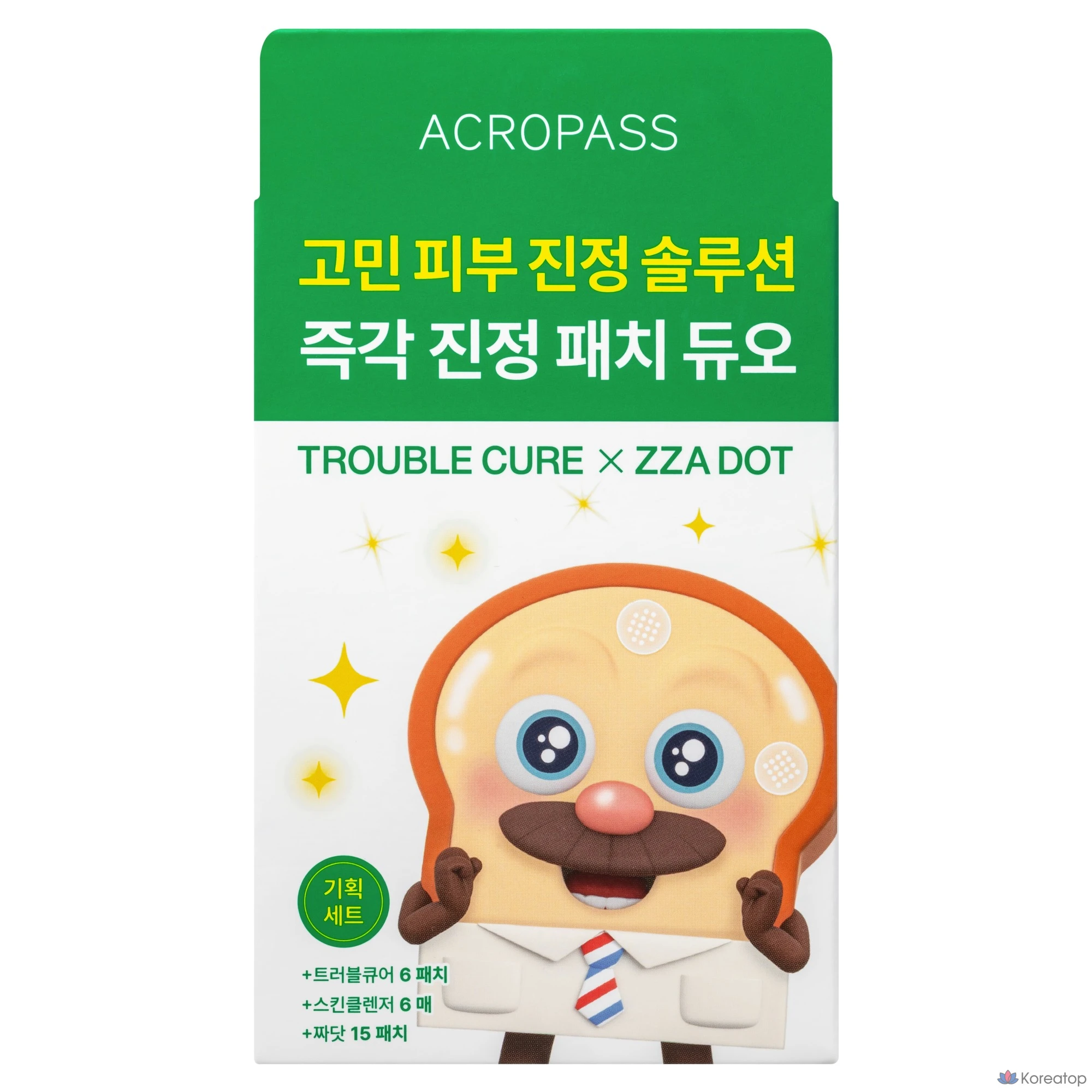 Пластыри Acropass Bread Barbershop Trouble Cure Microcone Patch x Jjadot Soothing Patch Duo, 1 шт., 1 упаковка