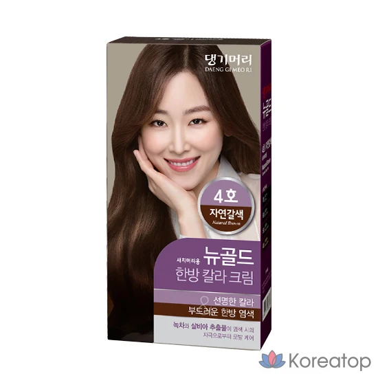 Danggi Meori New Gold, традиционный корейский крем-краска для седых волос, № 4 Натуральный коричневый, 1 шт.