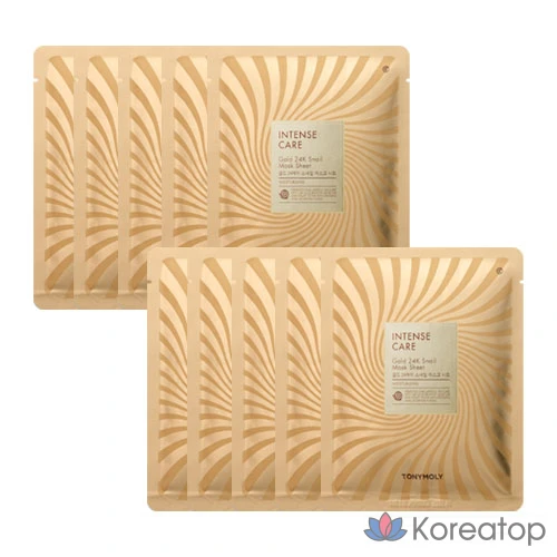 Маска-салфетка Tony Moly Intense Care Gold 24K Snail Mask Sheet, 1 шт., упаковка из 10 штук.