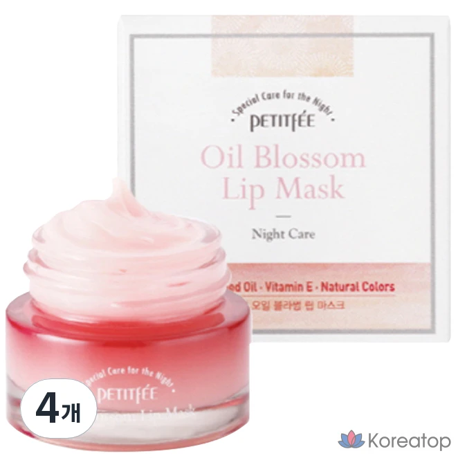 Набор из 4 масок для губ Petitfee с маслом камелии, 15 г.