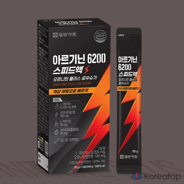 Ilyang Pharmaceutical Arginine 6200 Speed Liquid Ornithine Plus Low Sugar 14p, 280g, 1 шт.