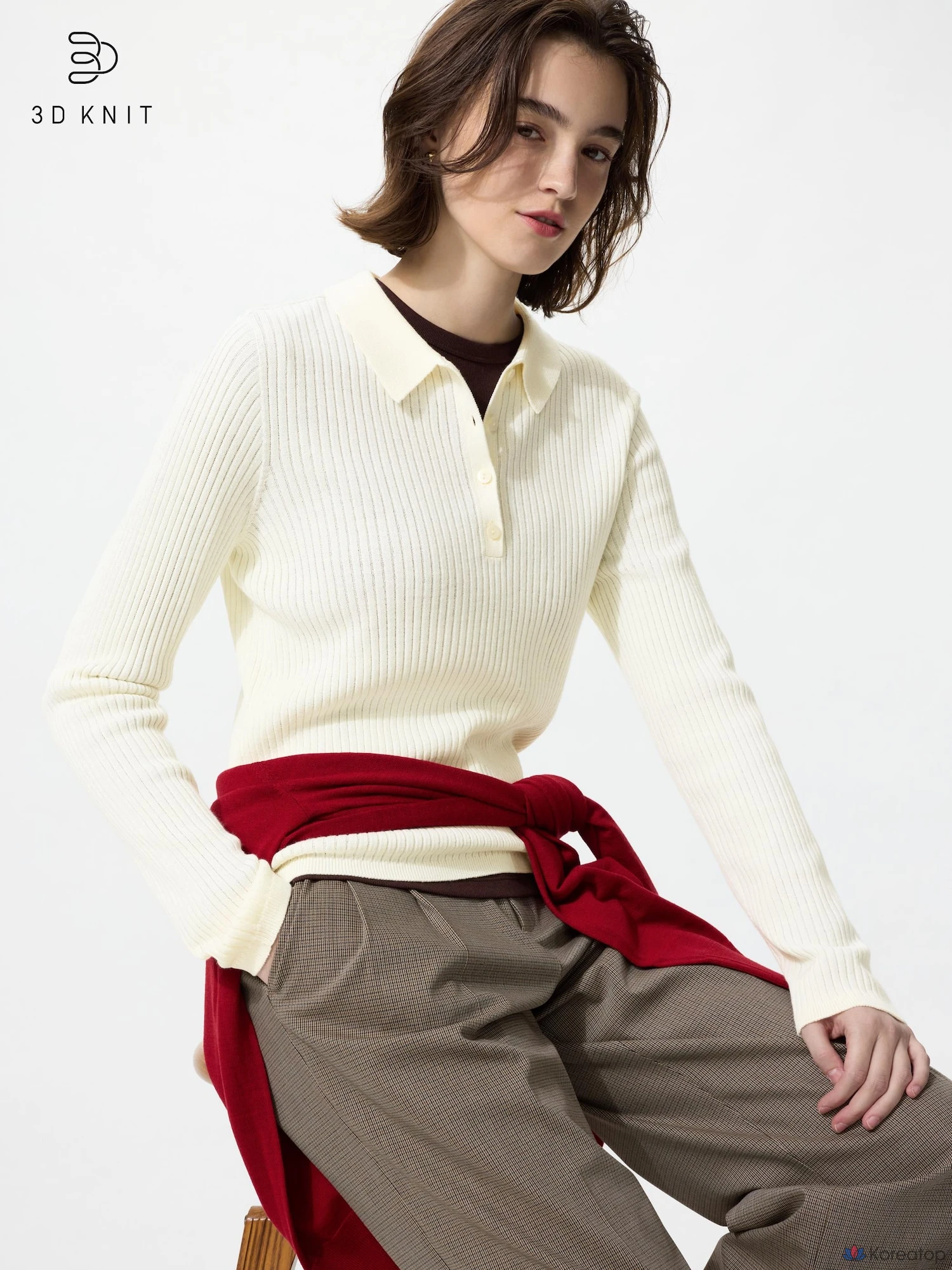 Свитер поло Uniqlo 3D Knit Merino Blend Rib Polo Sweater