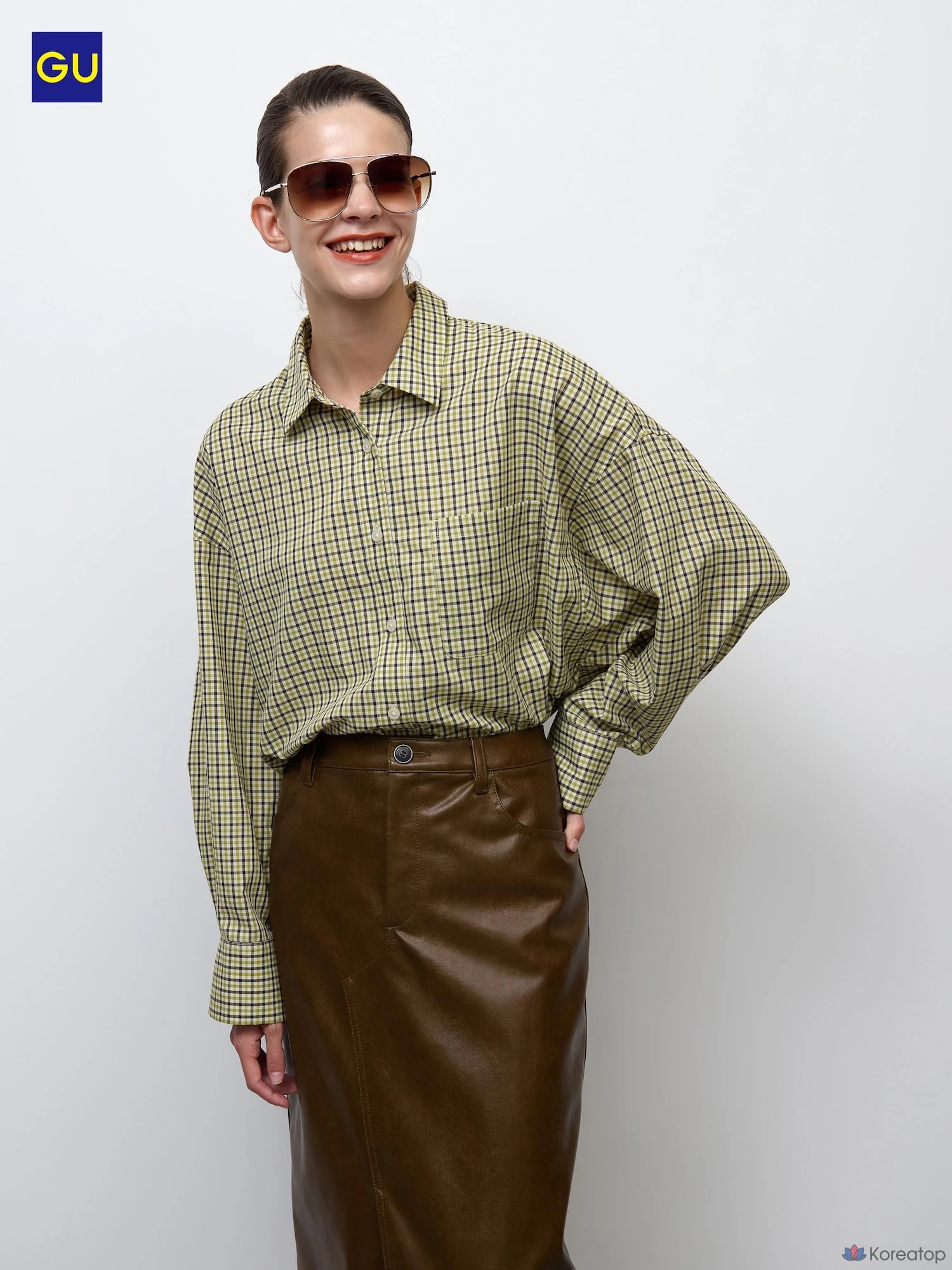Рубашка Uniqlo Dolman Sleeve Check Shirt