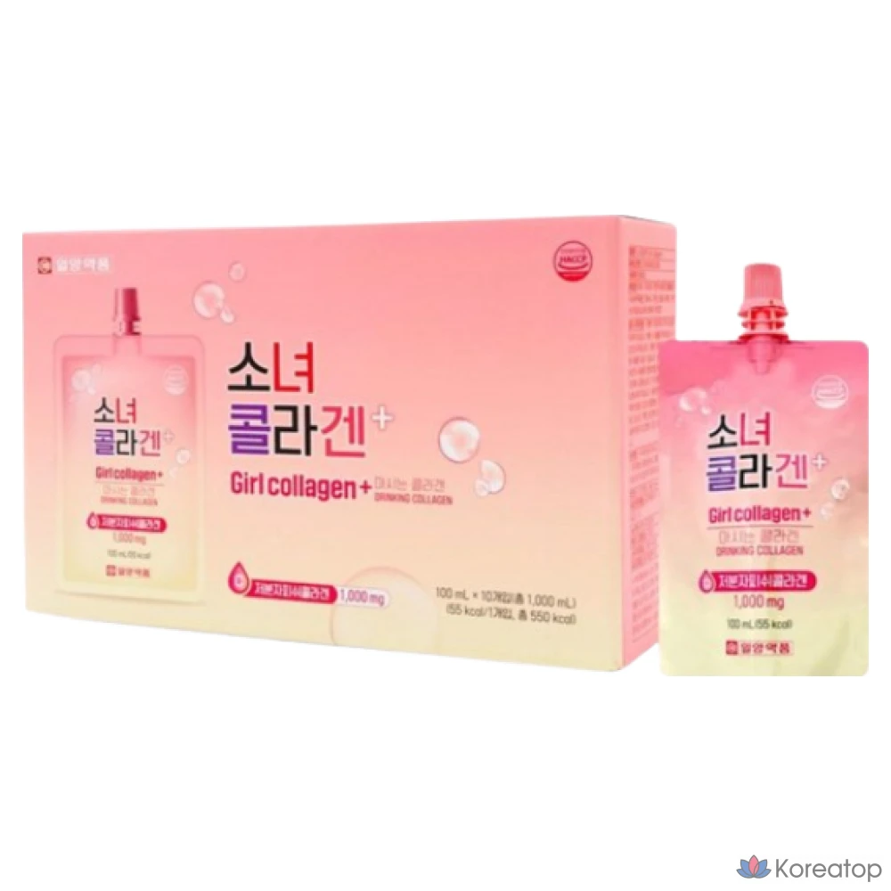 Ilyang Pharmaceutical Girl's Collagen Plus, 100 мл, 10 пакетиков, 1 коробка, питьевой низкомолекулярный рыбий коллаген, 10 порций