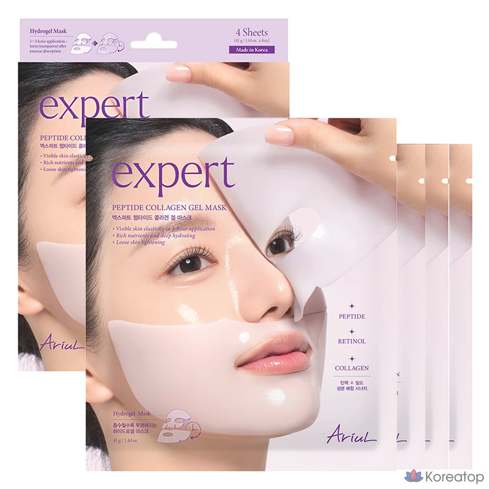 Гелевая маска Ariel Expert с пептидным коллагеном и ретинолом, 1 шт., упаковка из 4 штук.