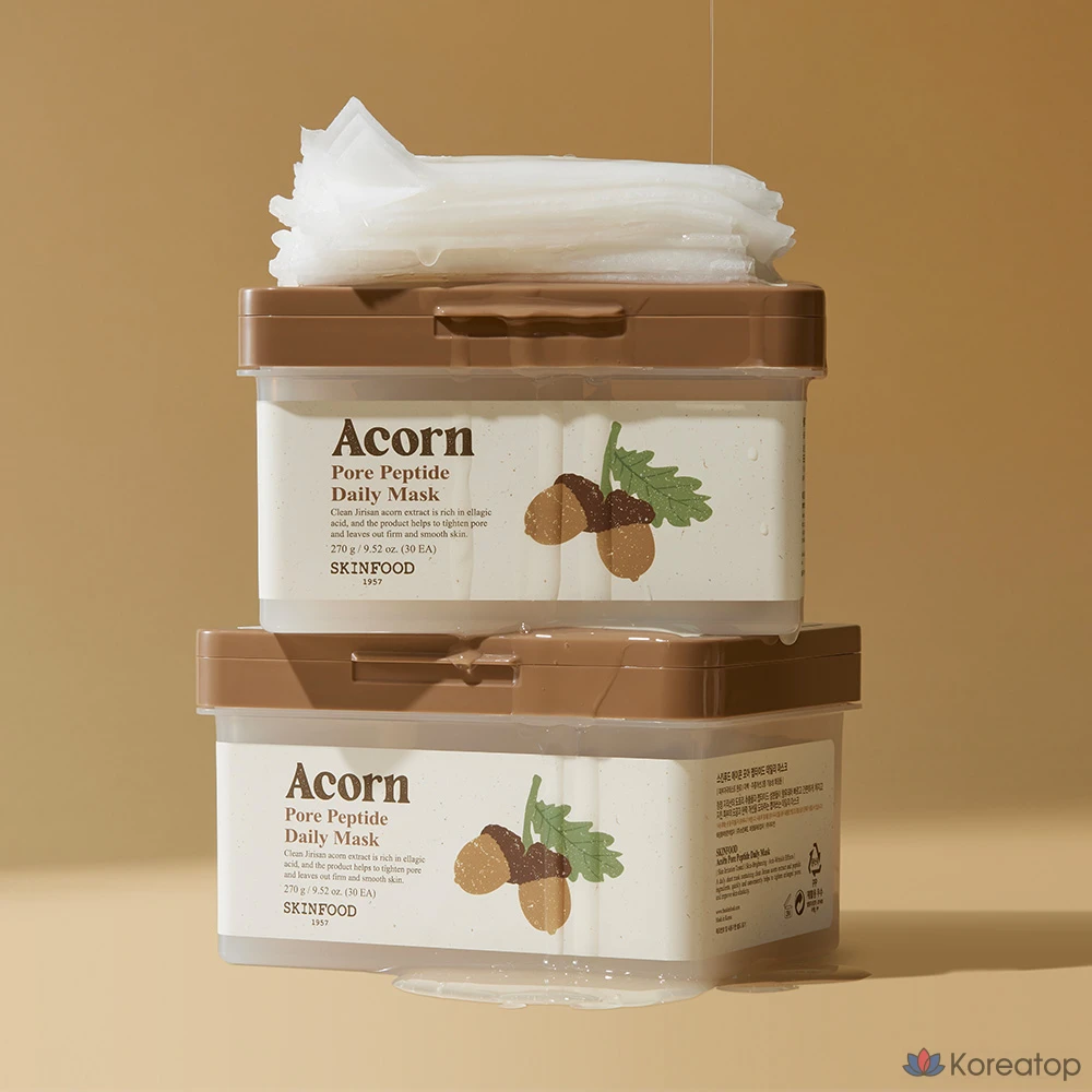 Маска для лица Skinfood Acorn Pore Peptide, 270 г, 30 штук, 2 упаковки., фото 4