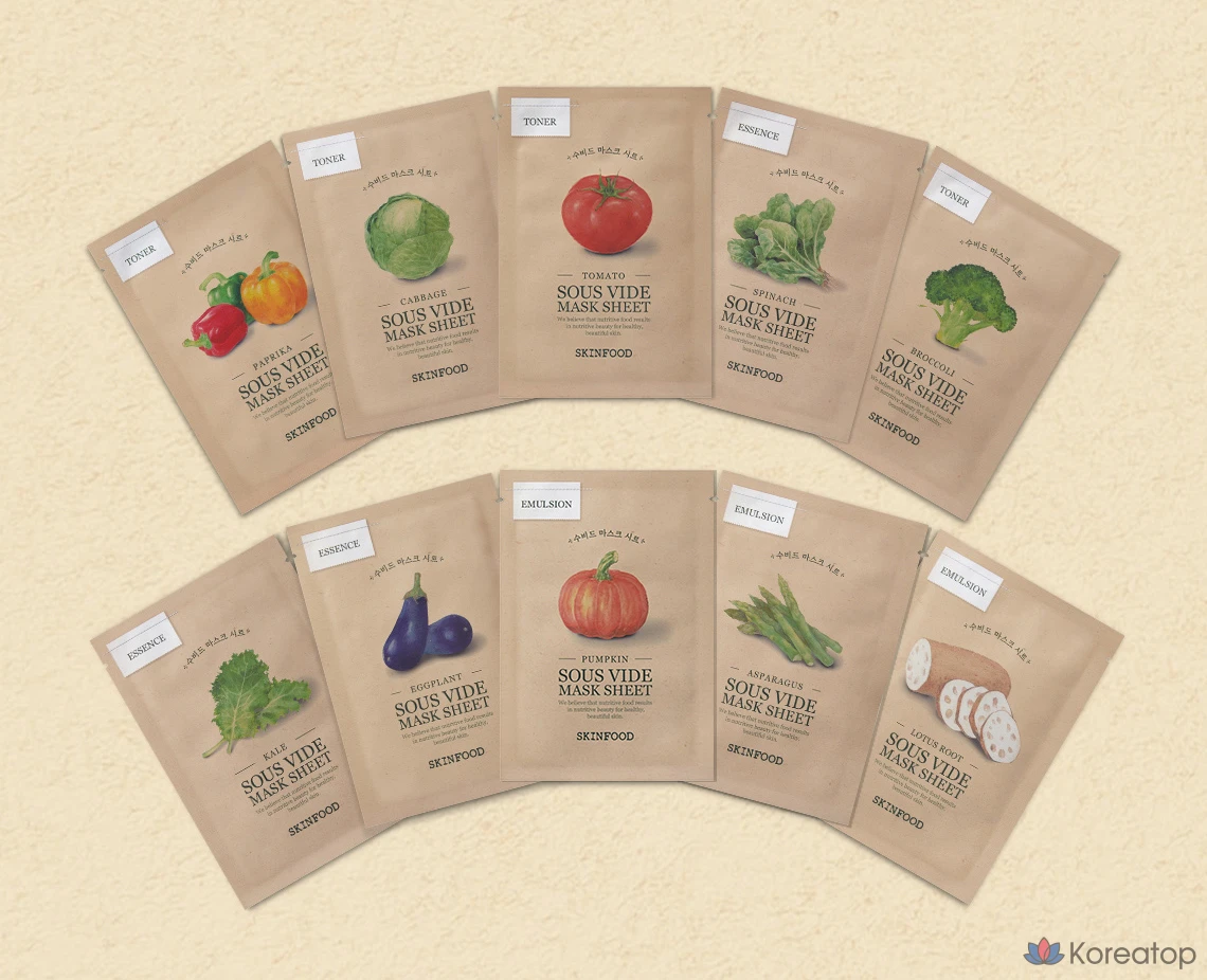 Маска для лица Skinfood Sous Vide со вкусом шпината, 22 г, 1 упаковка, 40 штук, фото 2