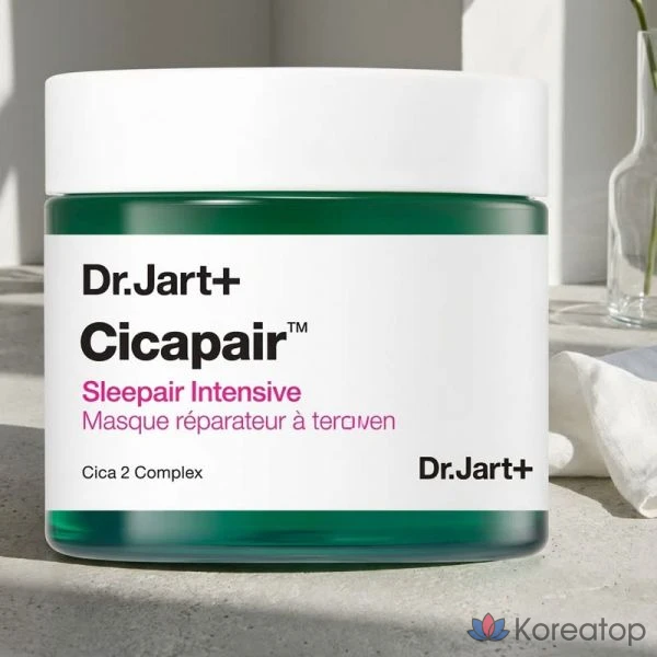 Интенсивная успокаивающая восстанавливающая маска Dr. Jart+ Cicapair Sleepair 75 мл, крем Tiger Sam 15 мл, лечебный лосьон 15 мл для улучшения кожного барьера.
