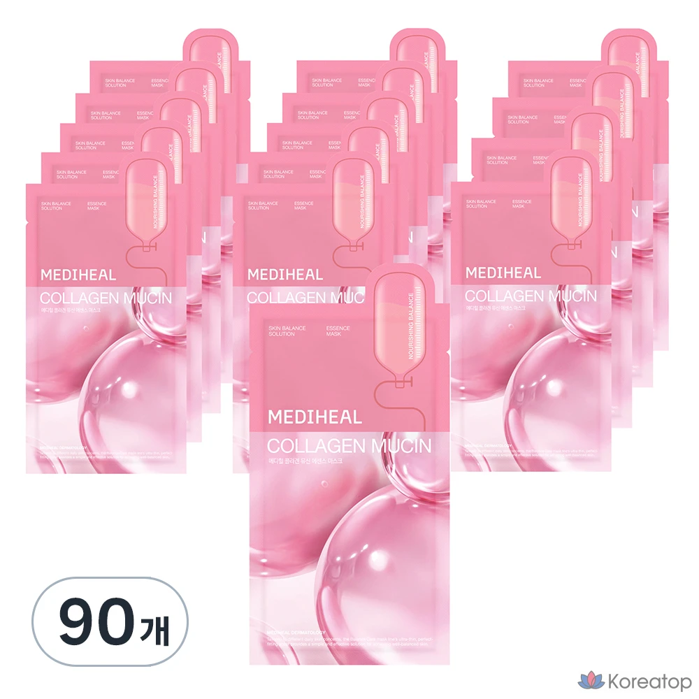 Набор из 90 масок-эссенций Mediheal с коллагеном и муцином, 20 мл.