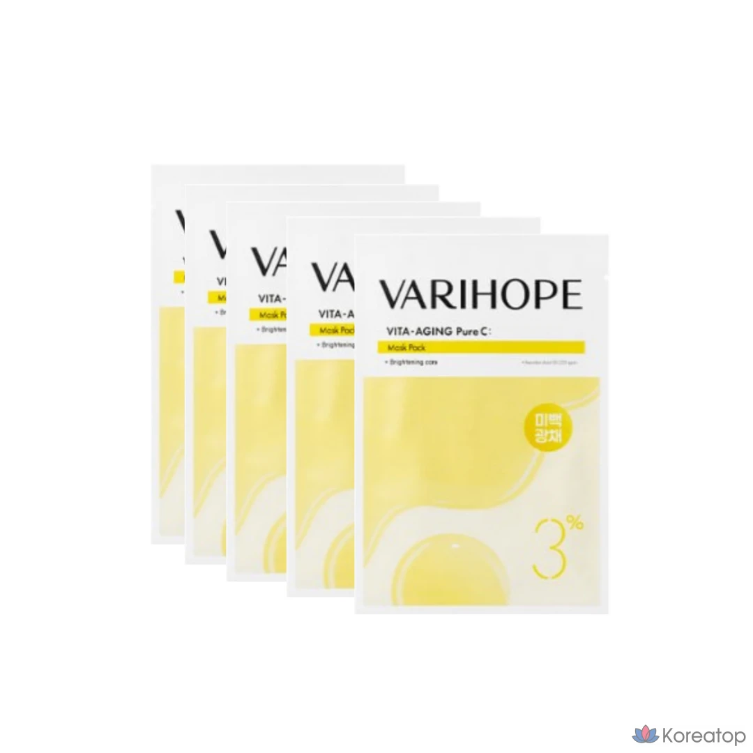 Маска для лица VARI:HOPE Eight Days Pure Vitamin C Mask Pack Plus, 5 листов, 10 листов, 1 упаковка, 10 упаковок