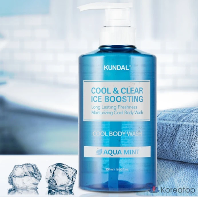 Гель для душа Kundal Cool &amp; Clear Ice Boosting Cool Body Wash Aqua Mint, 1,058 л, 1 шт.