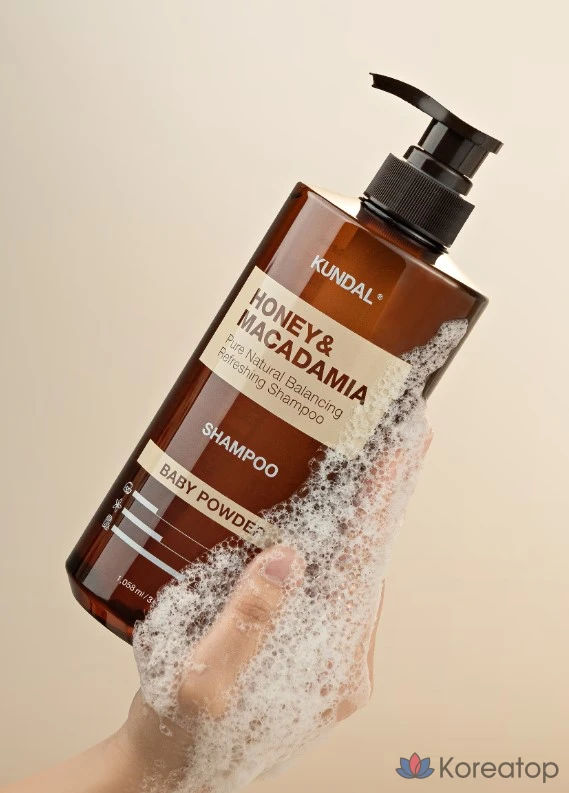 Шампунь Kundal Honey & Macadamia Nature с ароматом детской присыпки, 1,058 л, 1 шт., фото 3