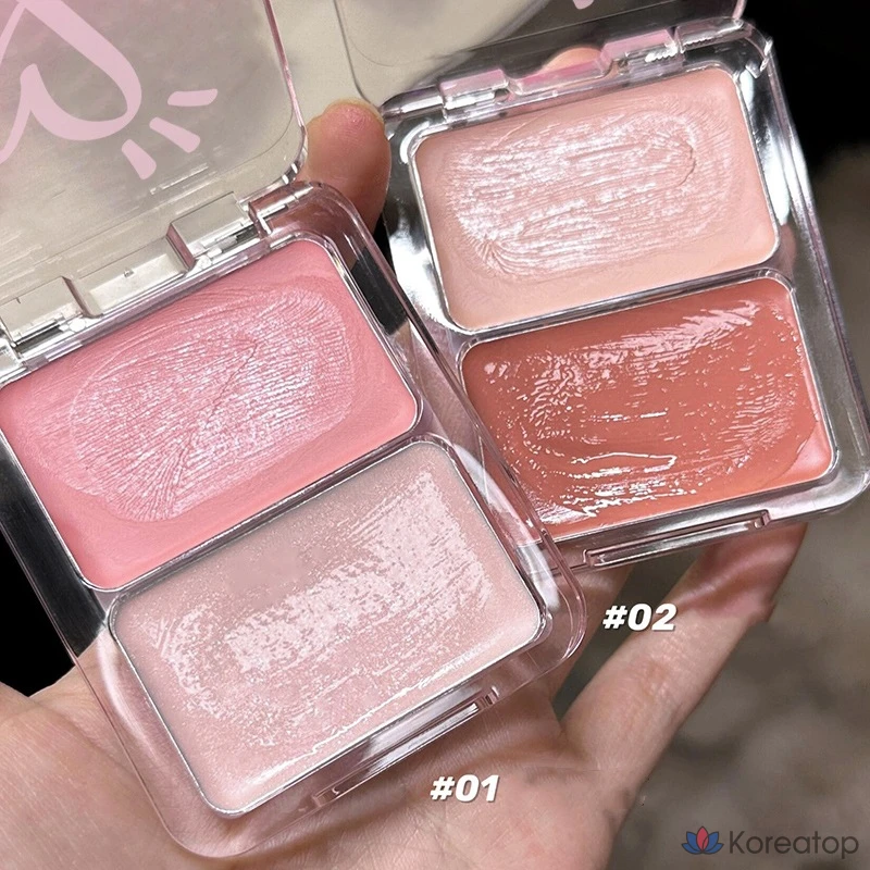 Voltouch Blush Cream Water Glow Dual Cheek Pact Blusher Water Glow Dual Cheek Pact Glass Skin Two-Tone Blusher Cheek Blusher, 1 шт., персиково-розовый