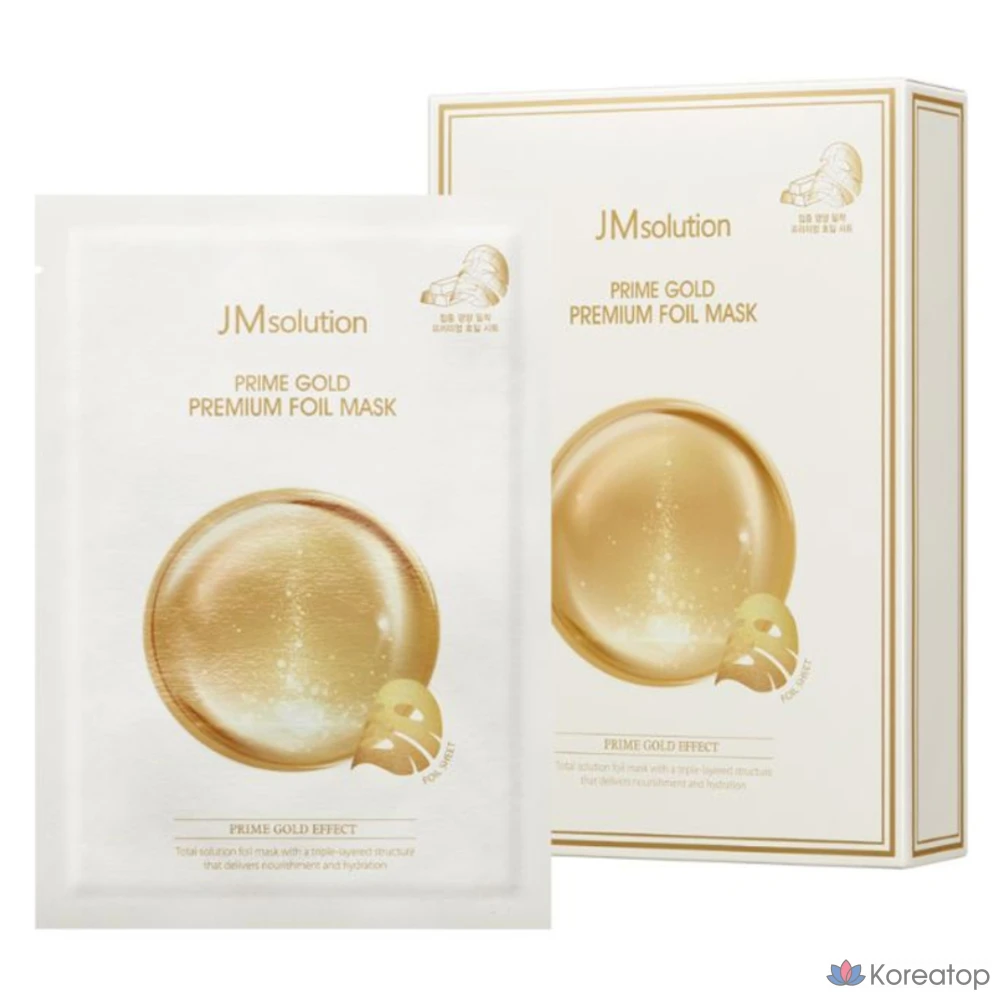 Маска для лица JM Solution Prime Gold Premium Foil Mask, 35 мл, 10 штук, 1 упаковка