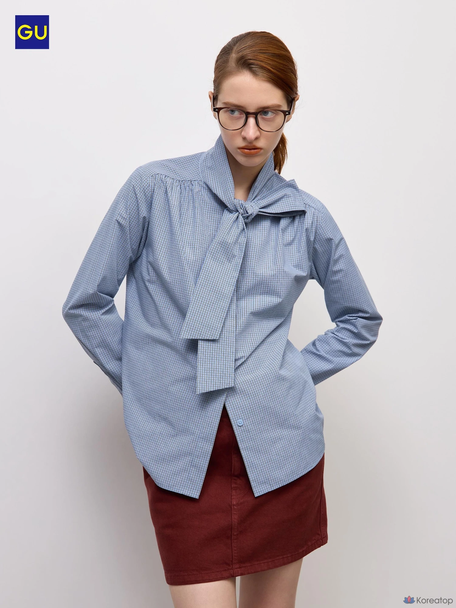 Блузка Uniqlo Bow Tie Check