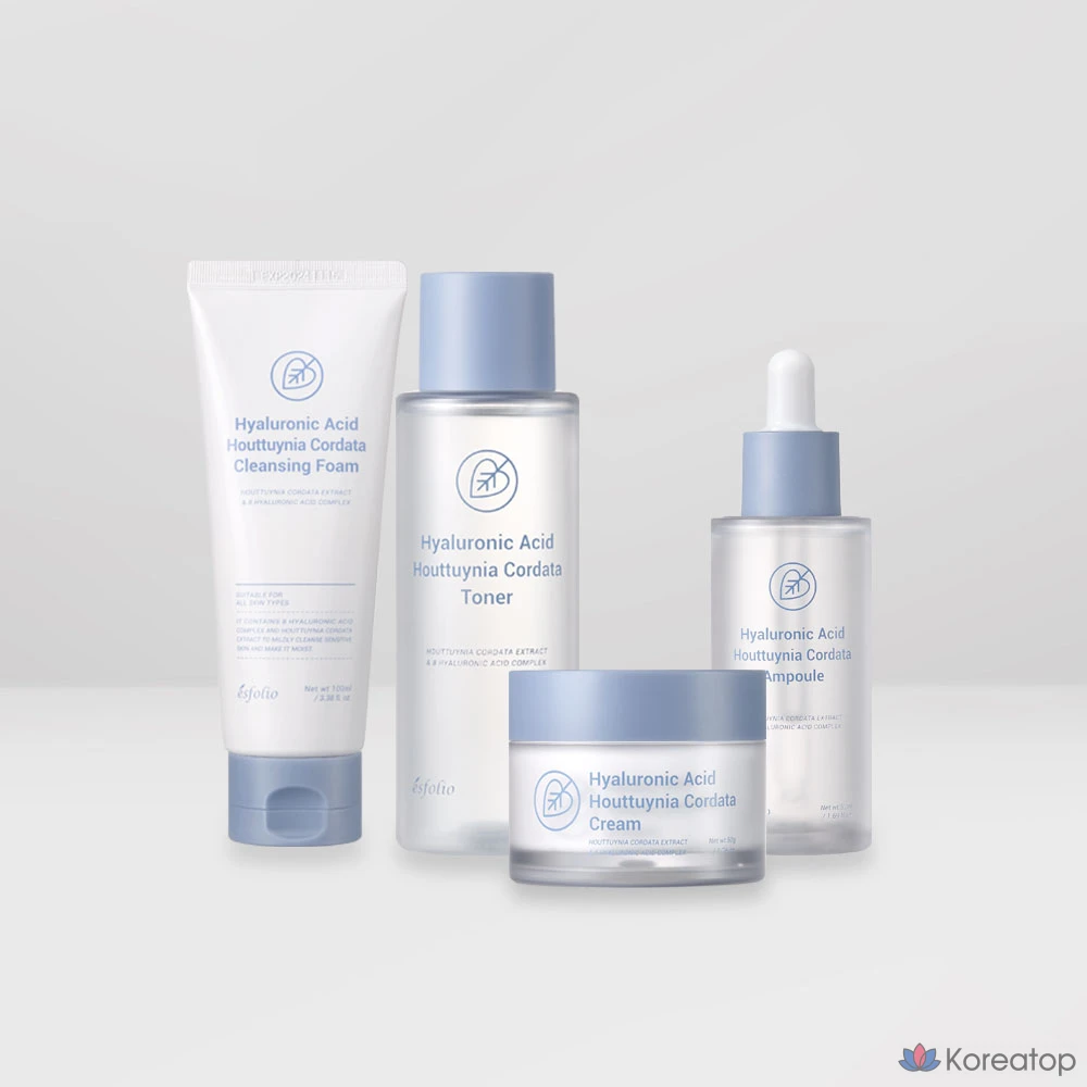 Набор Esfolio Eoseongcho Basic из 4 предметов (пенка + тоник + ампула + крем), по 1 предмету каждого вида, 2 набора., фото 3