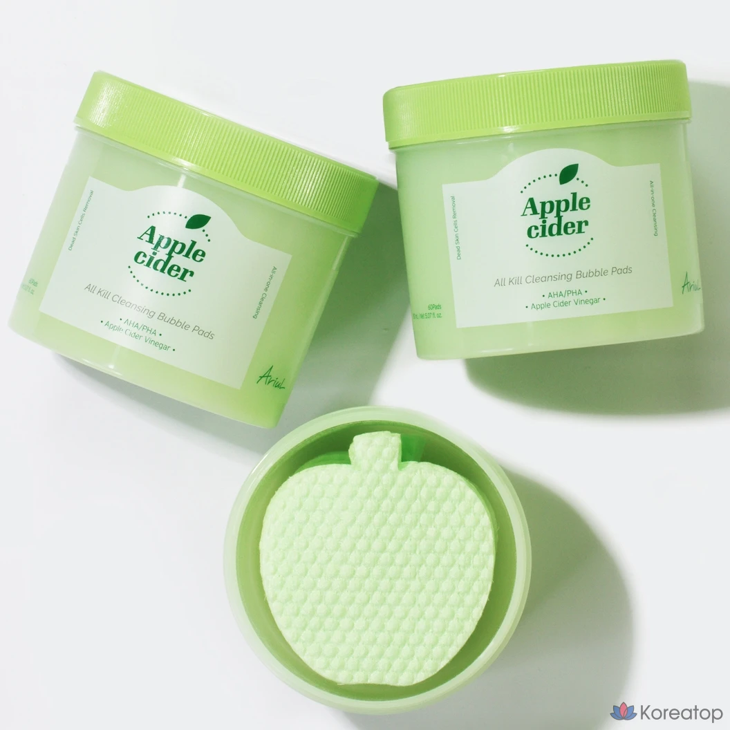 Очищающие пенные подушечки для лица Ariel с яблочным уксусом, 60 листов, 1 упаковка