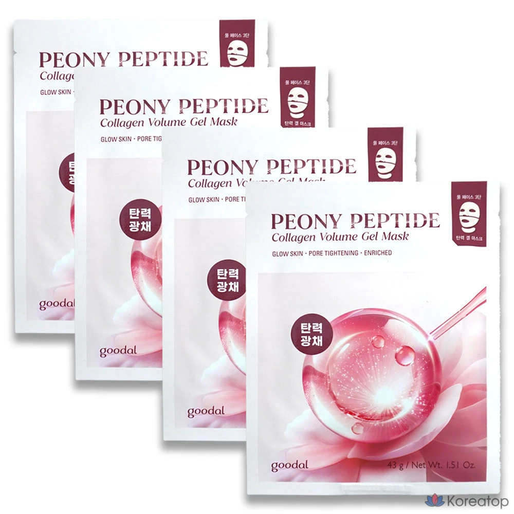 Гелевая маска Goodal Peony Peptide Collagen Elasticity Gel Mask, 1 упаковка, 4 упаковки