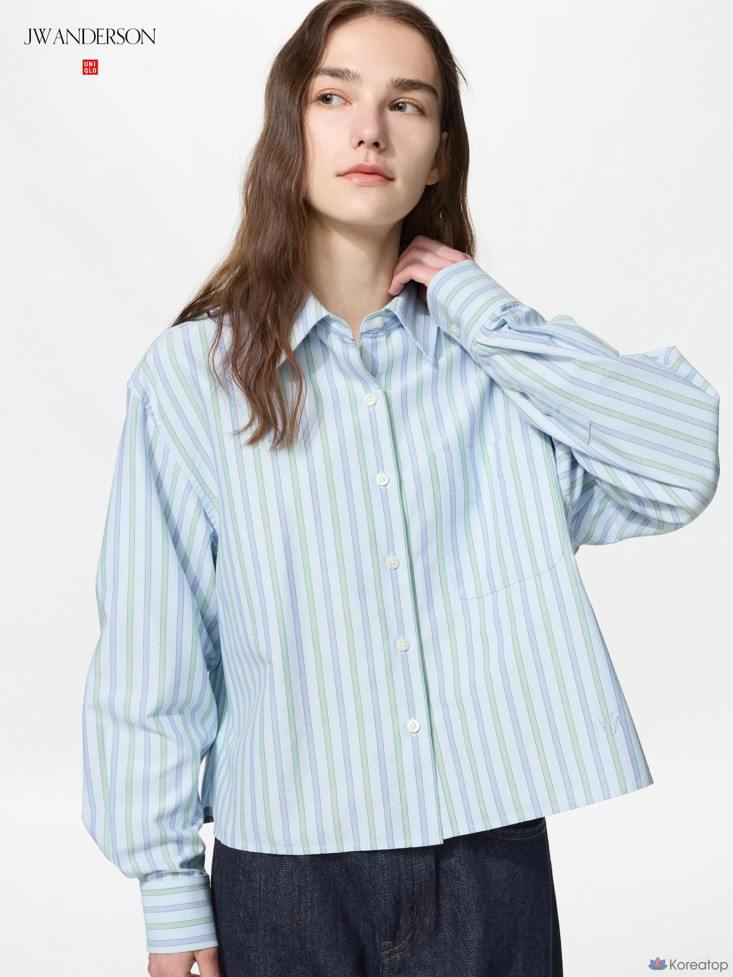 Рубашка Uniqlo Oxford Boxy Shirt Stripe A