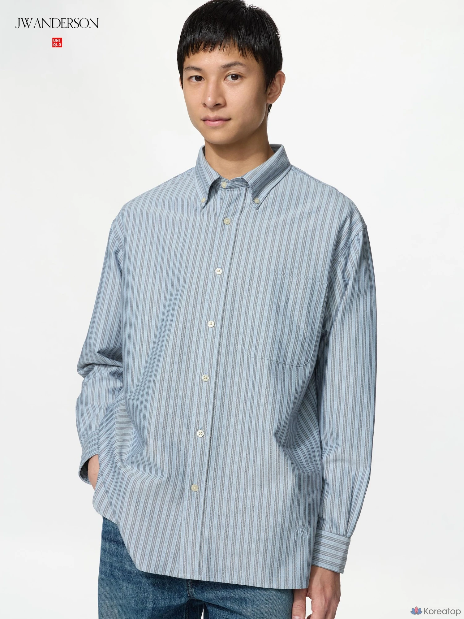 Рубашка Uniqlo Oxford Oversized Shirt B, в полоску