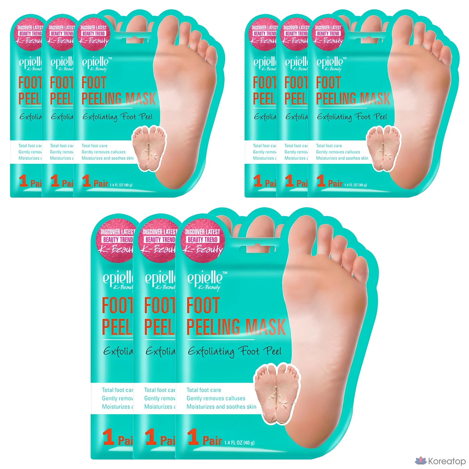Набор отшелушивающих масок для ног Epielle, 2 упаковки, 9 листов, 40 г.