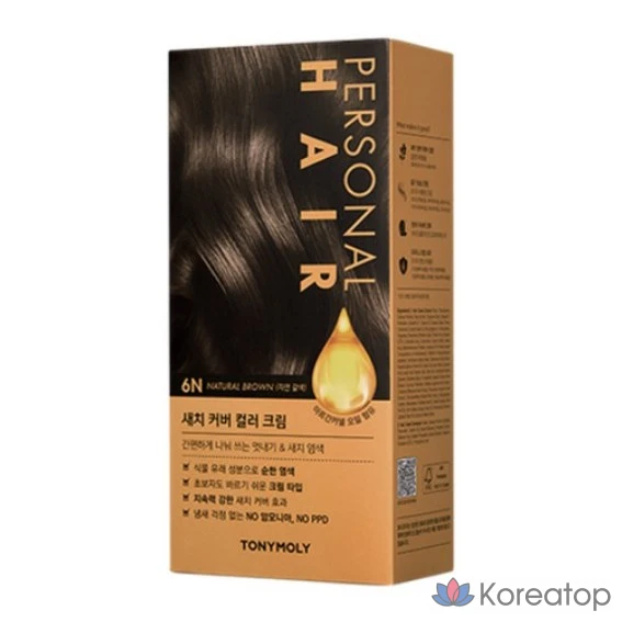 Крем-краска для волос Tony Moly Personal Hair Color Cream, 6N Натуральный коричневый, 1 шт.