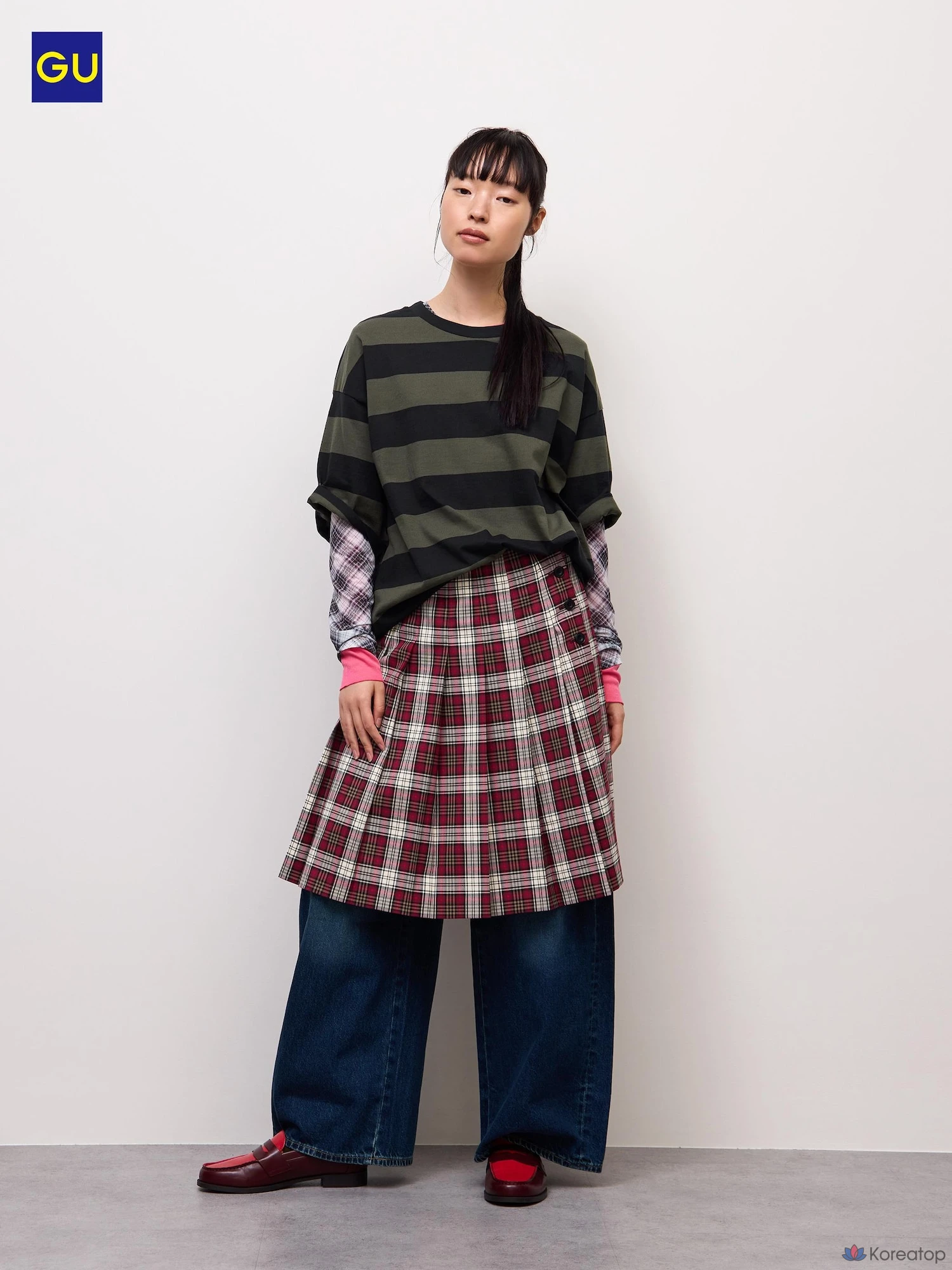 Юбка Uniqlo Side Button Pleated Check Skirt