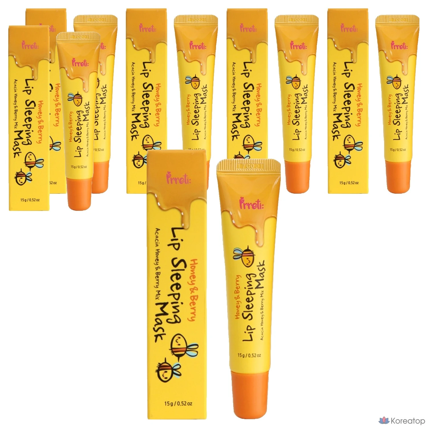 Набор ночных масок для губ Prreti Lip Sleeping Mask Pack, медово-ягодный, 15 г, 6 шт.