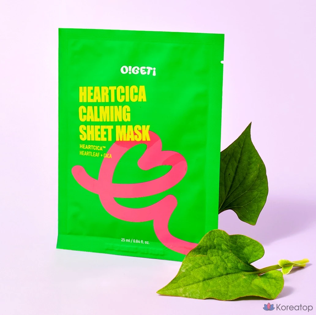 Успокаивающая тканевая маска O!GETi Heart Cica, 10 штук, 1 упаковка, фото 2