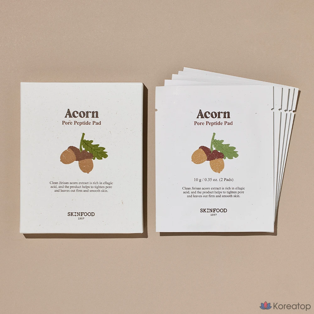 Подушечки для сужения пор Skinfood Acorn Pore Peptide, 2 упаковки (10 г), 1 упаковка (10 штук)