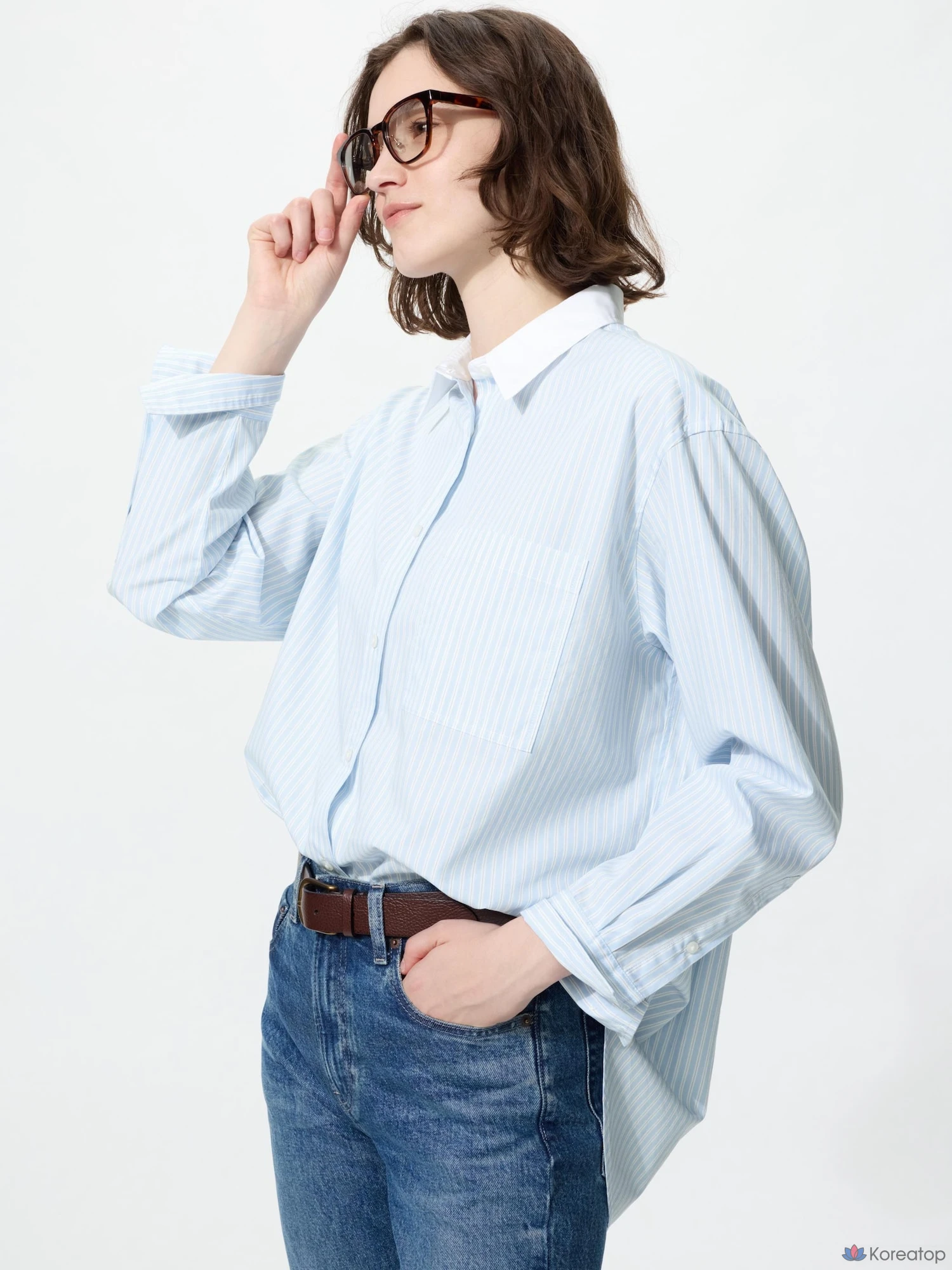 Рубашка Uniqlo Cotton Oversized Shirt (Stripe) A