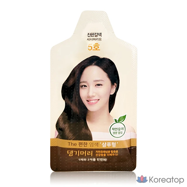 1 флакон шампуня-краски для волос Danggi Meori More Comfortable, 30 г, № 5, темно-коричневый.