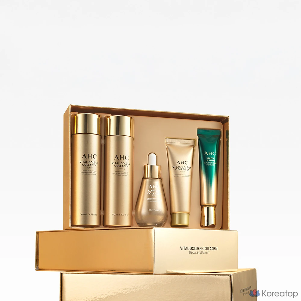 Набор для ухода AHC Vital Golden Collagen Youth Total Care 5-piece Set, 2 шт., фото 7