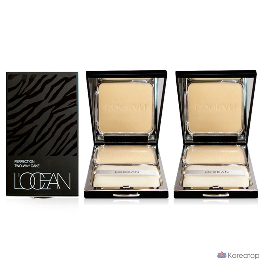 1+1 L'OCEAN Twin Cake Two-Way Cake Powder Cover Pact, № 23 Натуральный бежевый, № 13 Светло-бежевый, 1 шт.