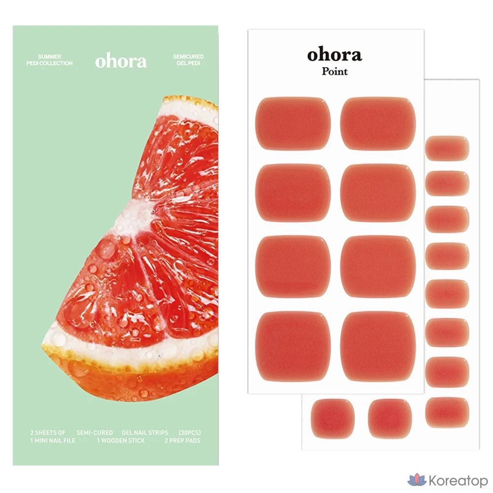 Педикюрные гель-полоски Ohora P Gel Pedi Strip, оттенок Grapefruit Jelly, 1 шт.