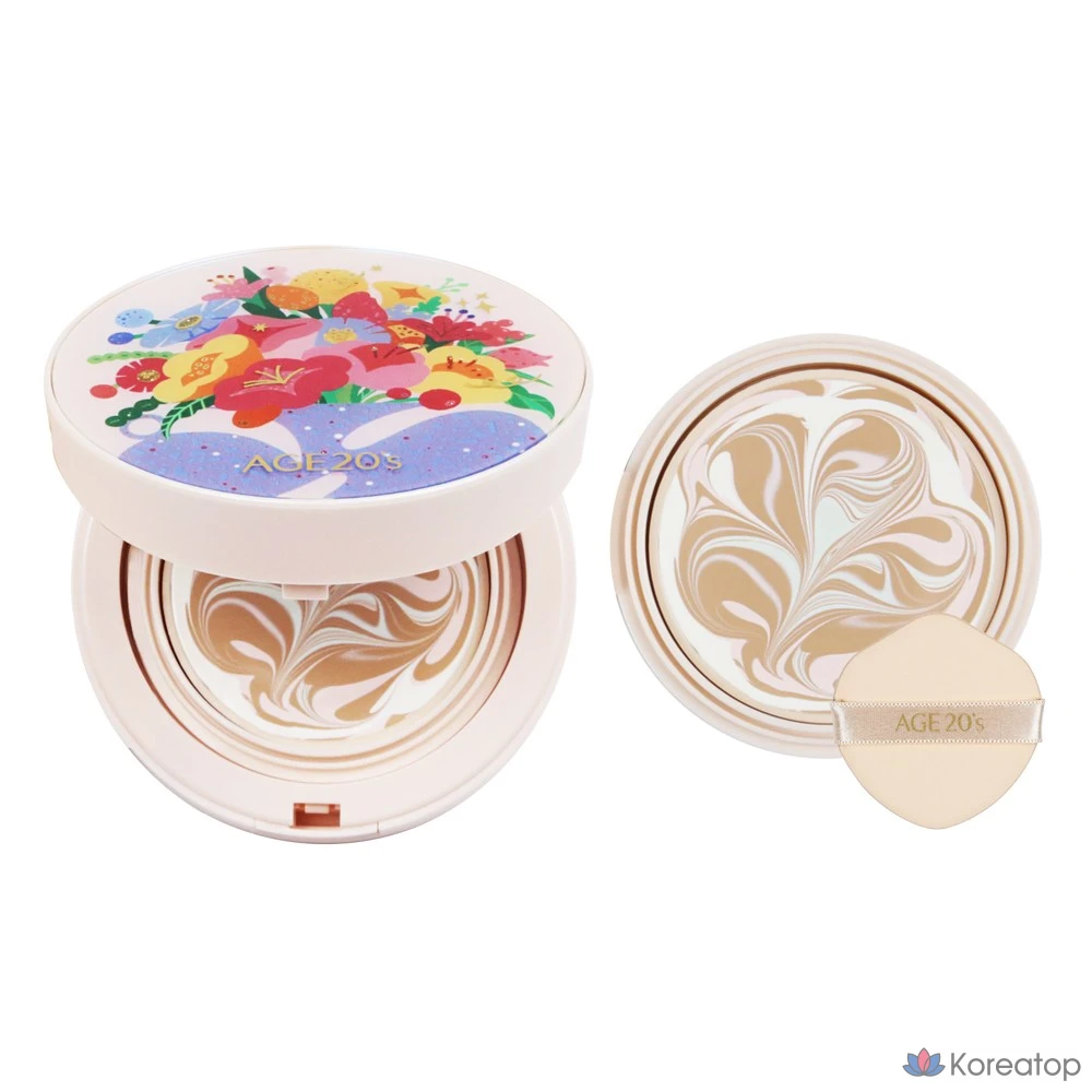 Age 20s Essence Cover Pact Blooming Flora Edition (1 основной продукт, 1 сменный блок, 1 единица)