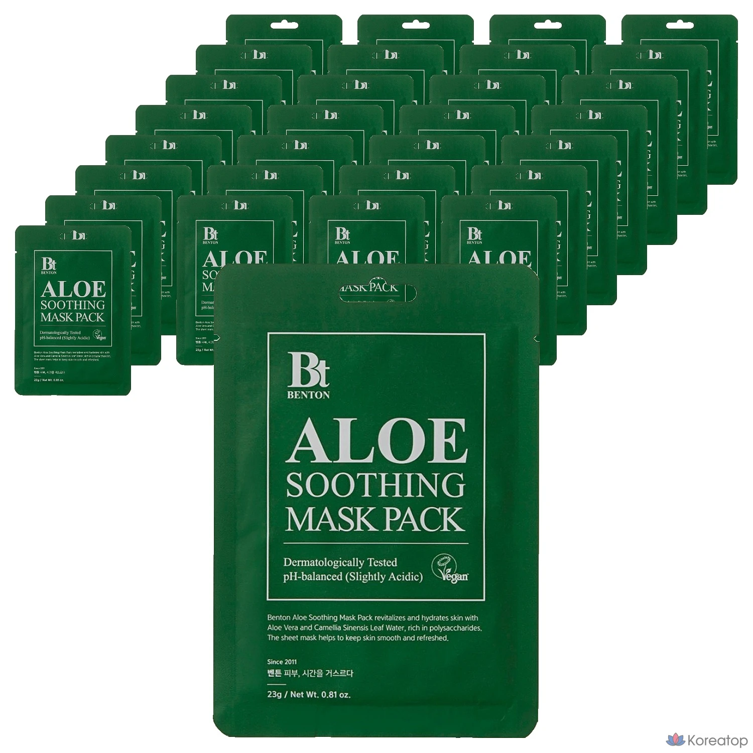 Набор успокаивающих масок с алоэ вера Benton, 30 штук.