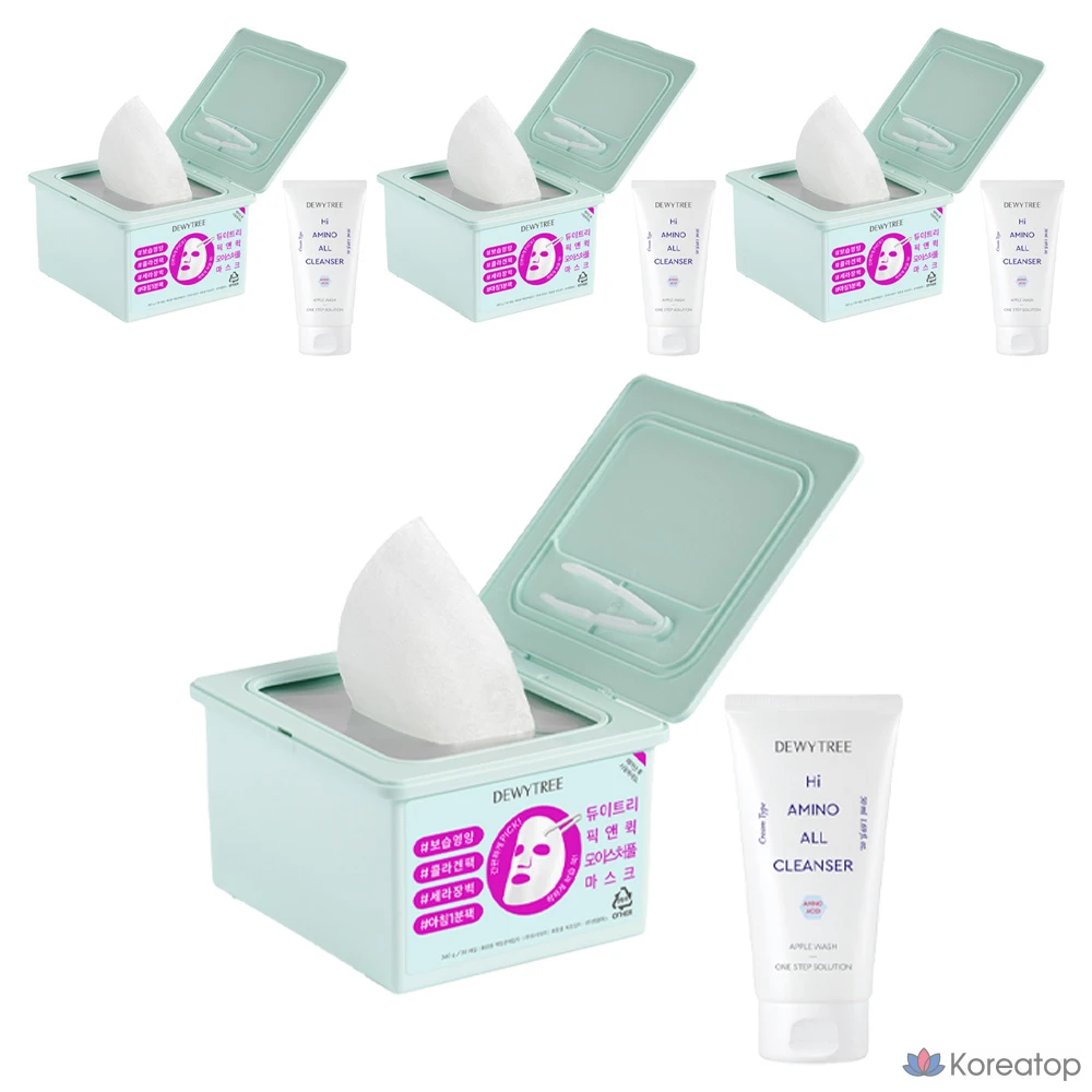 Увлажняющая маска Dewytree Special Pick & Quick Moistureful Mask + пенка с высоким содержанием аминокислот, 50 мл, 4 шт.