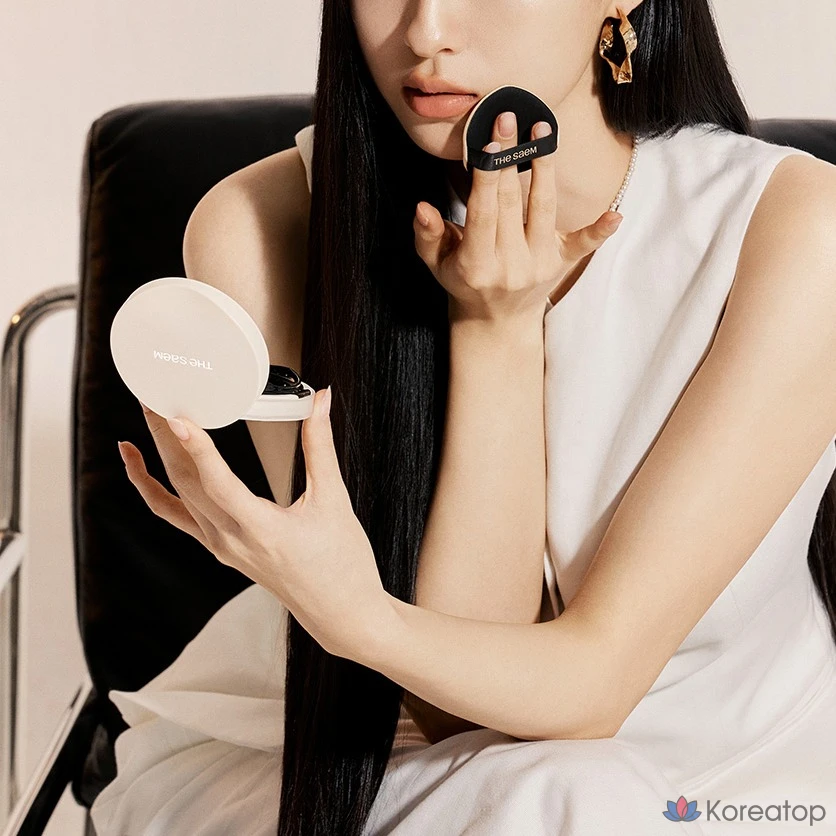 Набор консилера The Saem Cover Perfection Concealer Cushion Renew 12 г + сменный блок 12 г, оттенок 1.5 Natural Beige, 1 шт.