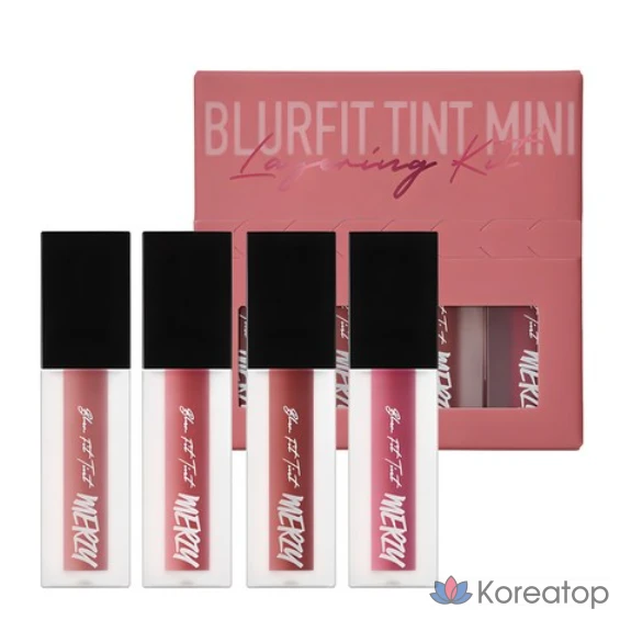Набор из 4 мини-тинтов для губ MERZY Blurfit Mini Layering Lip Tint 1,5 г, 4 холодных оттенка, 1 шт.