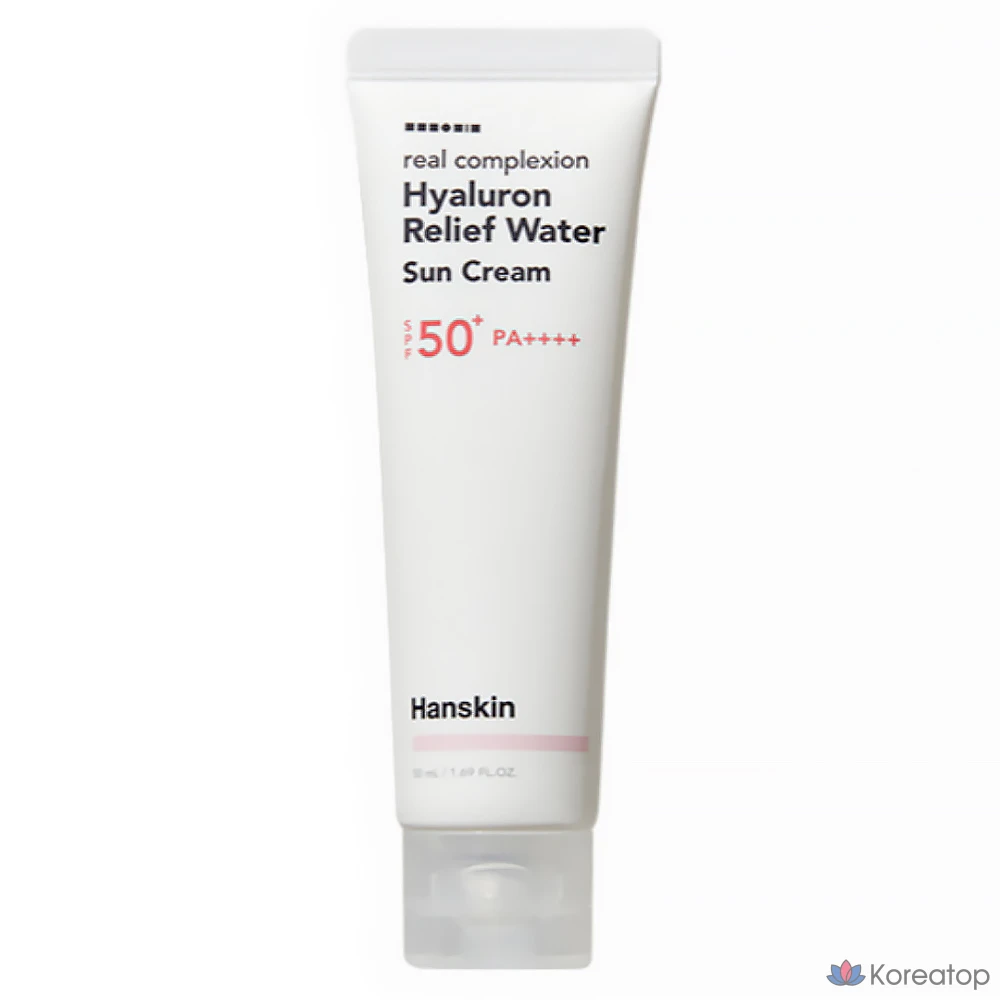 Солнцезащитный крем HANSKIN Real Complexion Hyaluronic Relief Water Sunscreen SPF50+ PA++++, 50 мл, 1 шт.