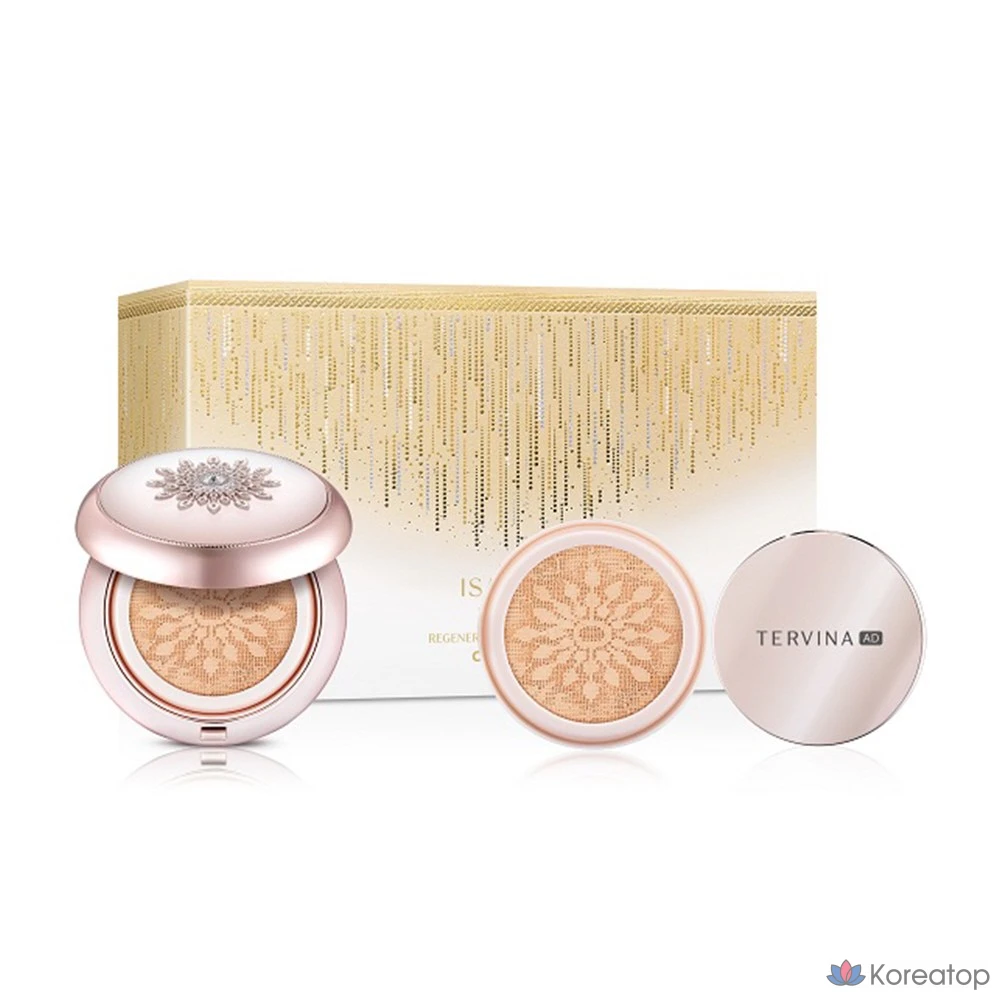 Набор 3CE Tervina Advanced Essence Cushion 15 г + сменный блок 15 г + рассыпчатая пудра 7 г, № 21, светло-бежевый, 1 шт.