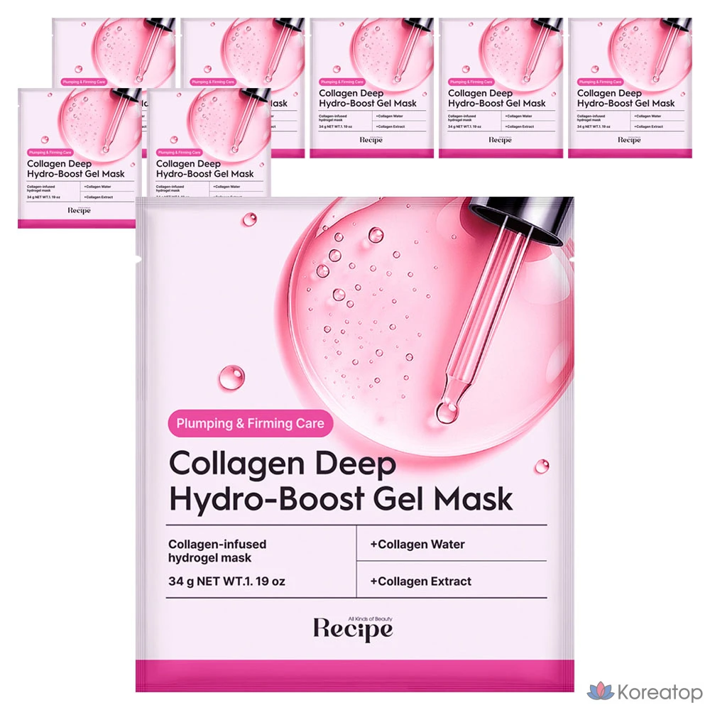 Тканевая маска для лица Re:cipe Collagen Deep Hydro Boost Gel Mask, 8 шт.