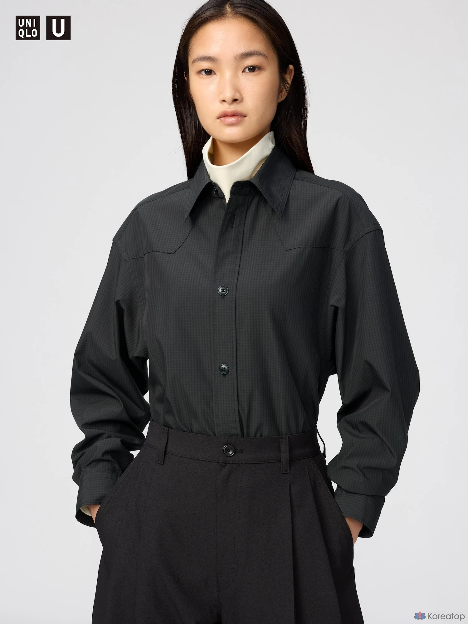 Рубашка Uniqlo Long Shirt, в клетку