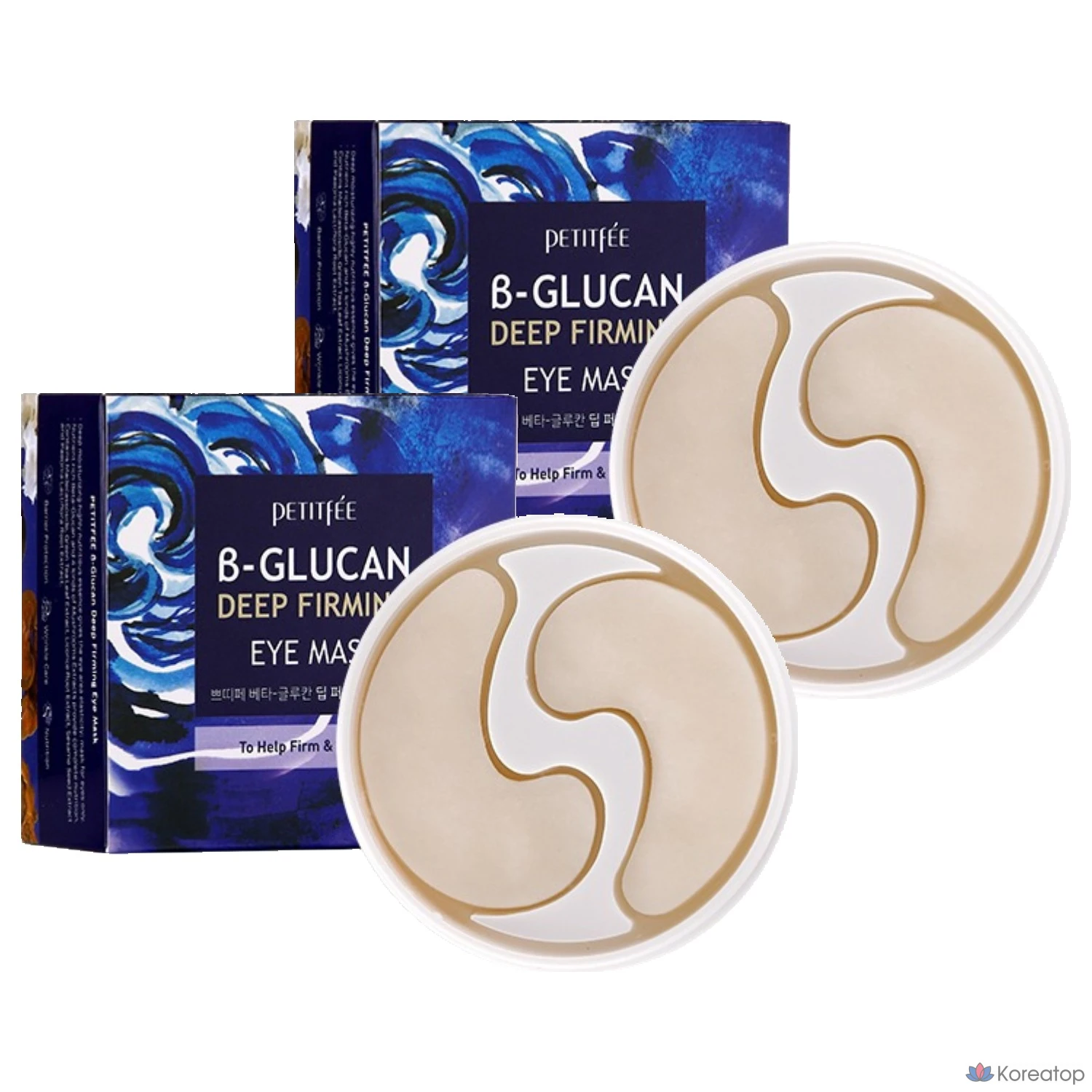 Маска для лица Petitfee с бета-глюканом для глубокого укрепления кожи вокруг глаз, 2 шт., 60 штук