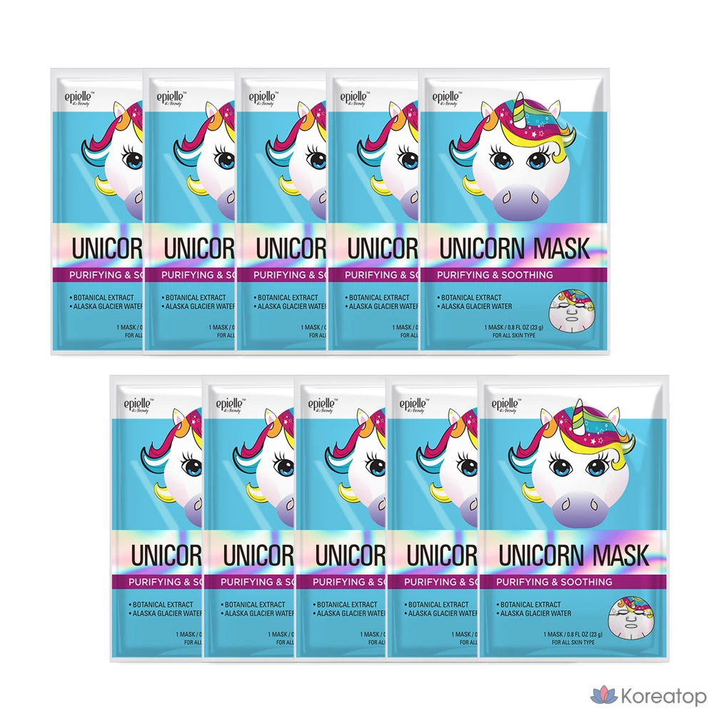 Набор масок с изображением единорога от Epielle, 1 упаковка, 10 штук.